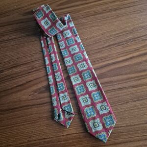 Vintage Sears 1960s Red Print Skinny Tie